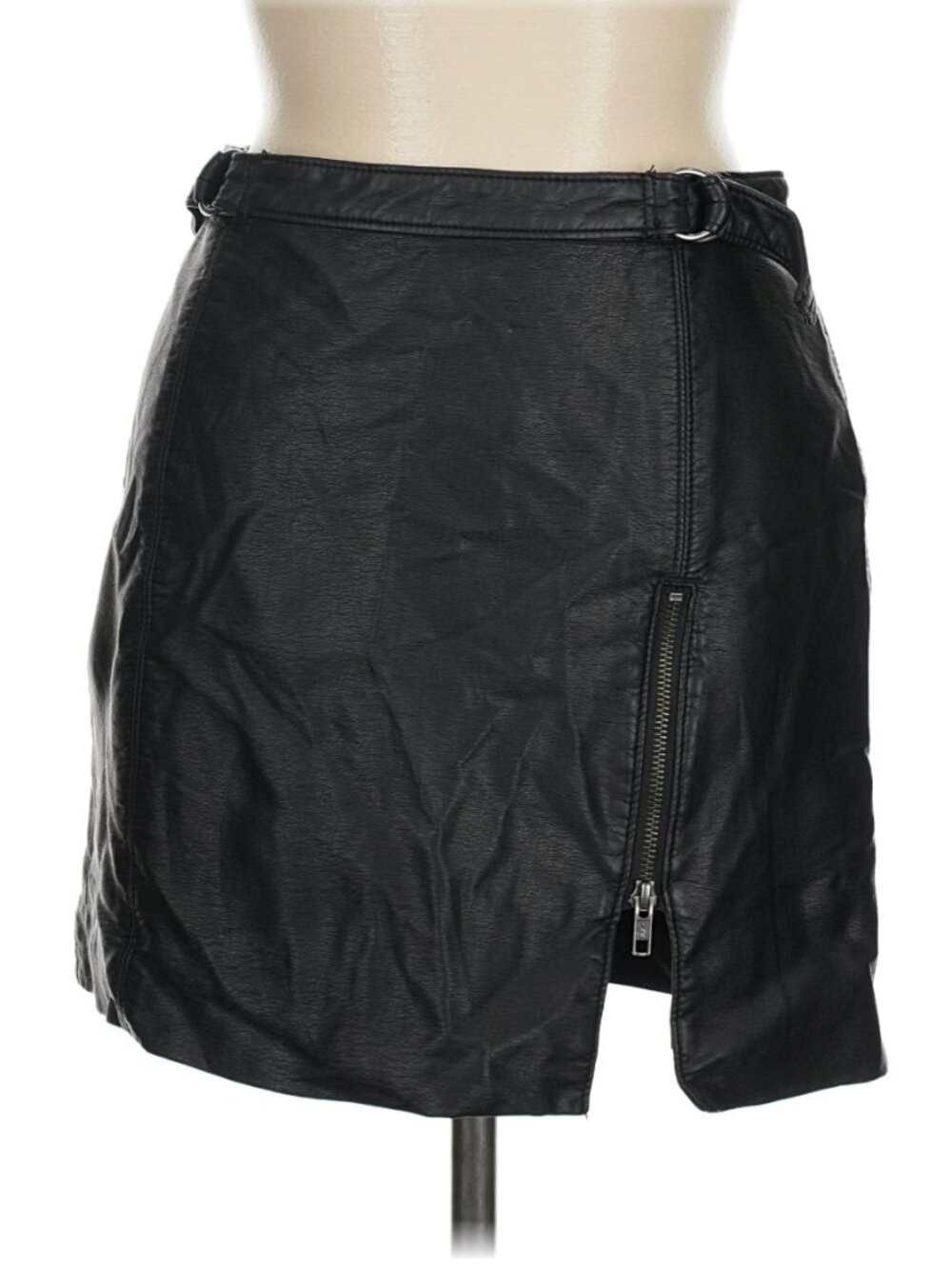 Free People "Midnight Magic" Faux Leather Mini Skirt In Black - Size 8 - Picture 3 of 9